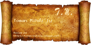 Toman Mihály névjegykártya